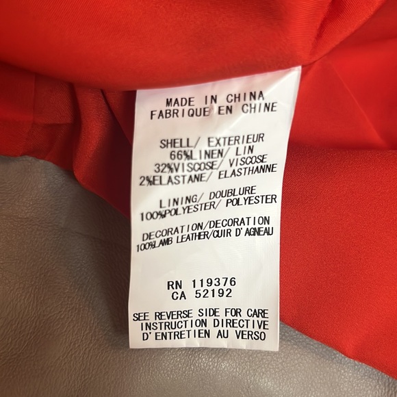 Helmut Lang Coral Linen Blend & Leather Bomber Jacket, size S - Picture 8 of 12